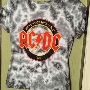 AC/DC gray tie dye tee